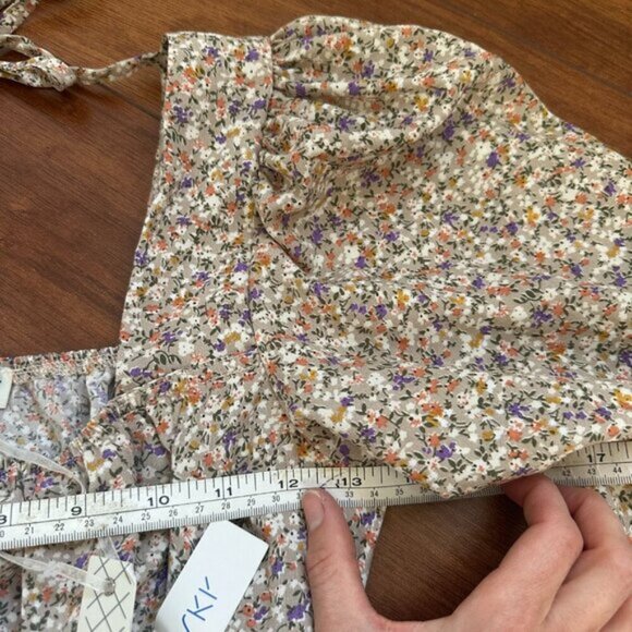 NWT She + Sky Square Neck Floral Long Sleeve Cropped Blouse Size Small - Picture 4 of 7